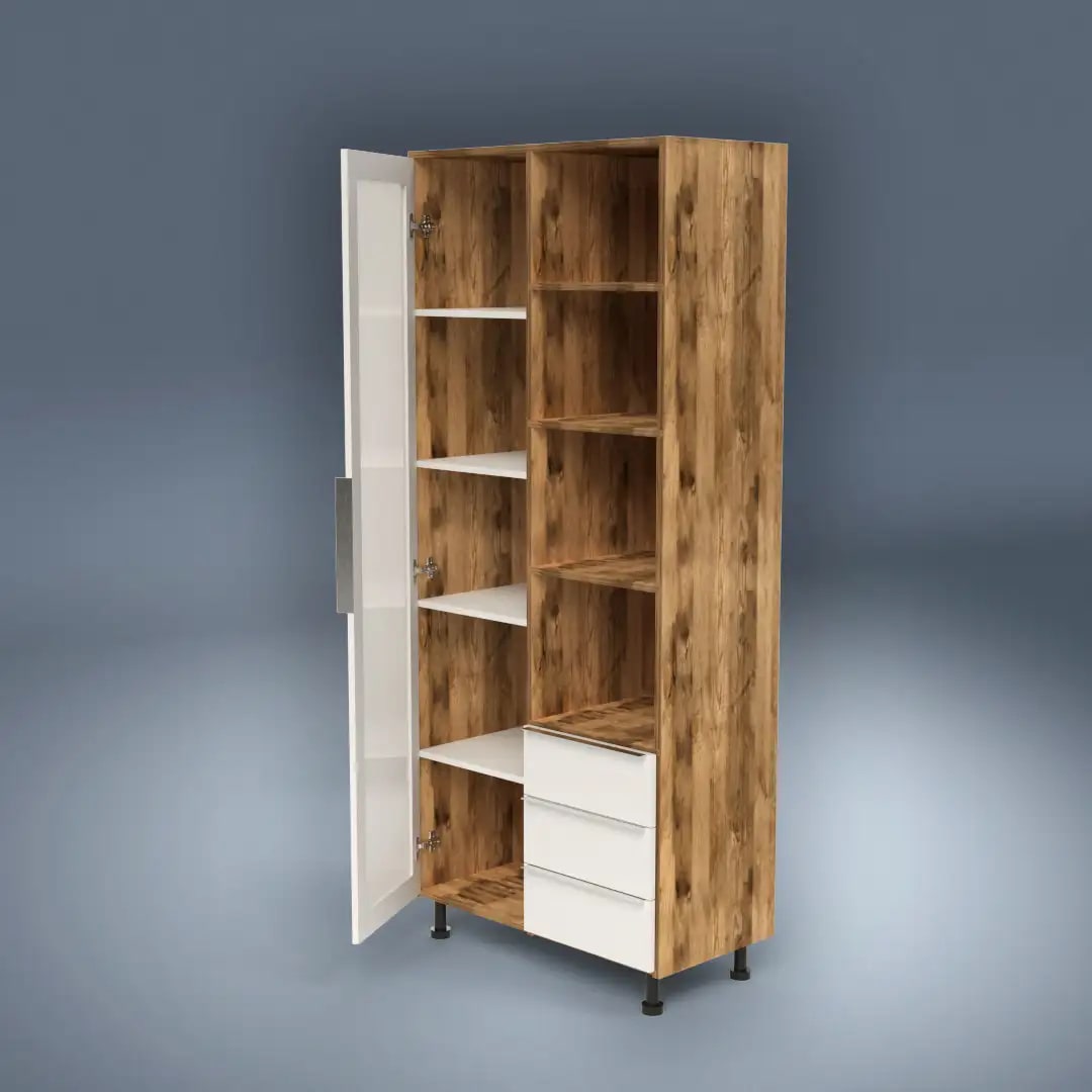 Organizador multiusos 1,80 alto x 0,80 ancho x 0,40 profundidad. Puerta de vidrio