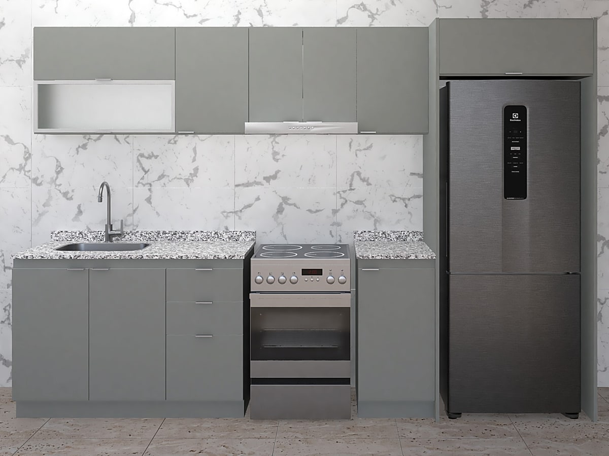Combo Cocina Completo. Bajo Mesada 1,60 Mt Y Alacena 3 Mt