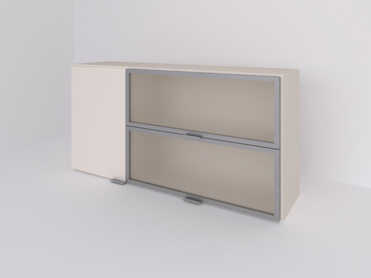 Alacena 120 x 60 con dos rebatibles vidriadas con ALUMINIO