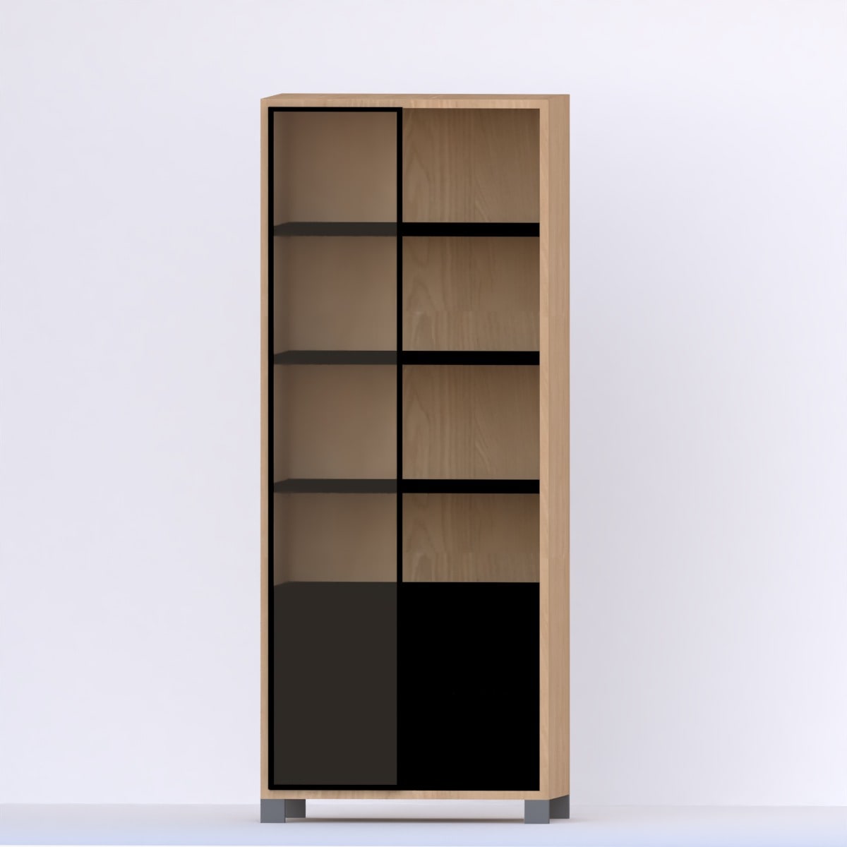 Despensero vidriado 1,50 x 60 con dos puertas, estantes y dos cajones internos